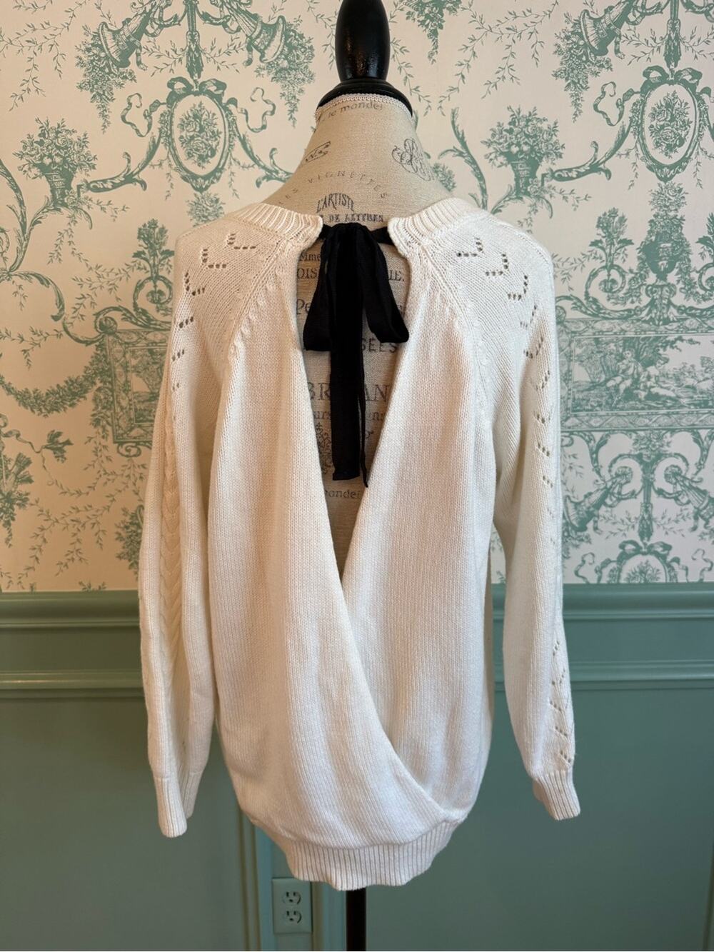 Bebe Open-Back Cable Knit Sweater